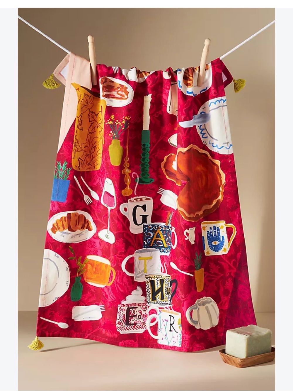 NWT Anthropologie Gather holiday Thanksgiving Dish Towel